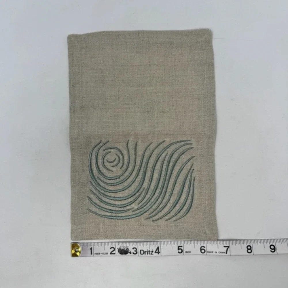 Viabrava‎ 100% Linen Embroidered Placemats Napkins 19 Pieces Abstract Tropical